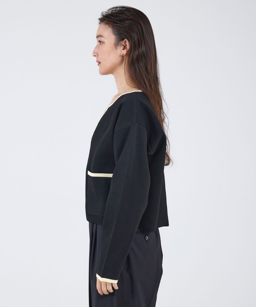 qualite scape（カリテ スケープ）の「ミラノリブカーディガン（ニット/セーター・レディース・ブラック/オフホワイト・フリー）」の8枚目の写真