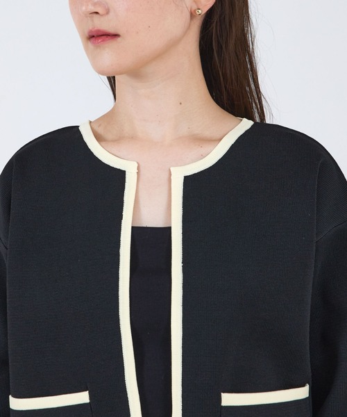 qualite scape（カリテ スケープ）の「ミラノリブカーディガン（ニット/セーター・レディース・ブラック/オフホワイト・フリー）」の10枚目の写真