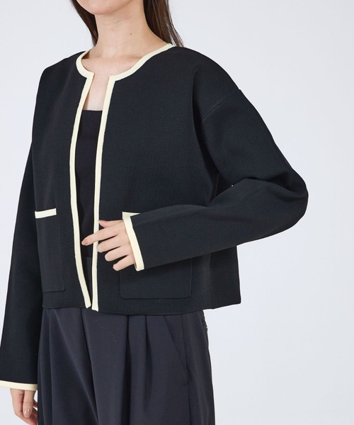 qualite scape（カリテ スケープ）の「ミラノリブカーディガン（ニット/セーター・レディース・ブラック/オフホワイト・フリー）」の11枚目の写真