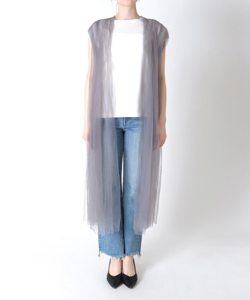 Three Four Time(スリーフォータイム)の「チュールロングジレ(カーディガン/ボレロ・レディース・グレー/アイボリー/ブラック・FREE)」の18枚目の写真