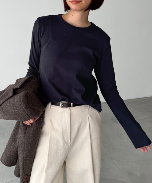 CANAL JEAN（キャナルジーン）の「El mar　コットンストレッチロングTシャツ（Tシャツ/カットソー・レディース・アイボリー/ライトグレー/チャコールグレー/ブラック/ネイビー・ONE SIZE）」の5枚目の写真