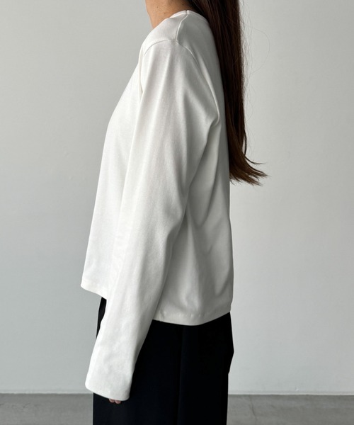 CANAL JEAN（キャナルジーン）の「El mar　コットンストレッチロングTシャツ（Tシャツ/カットソー・レディース・アイボリー/ライトグレー/チャコールグレー/ブラック/ネイビー・ONE SIZE）」の14枚目の写真