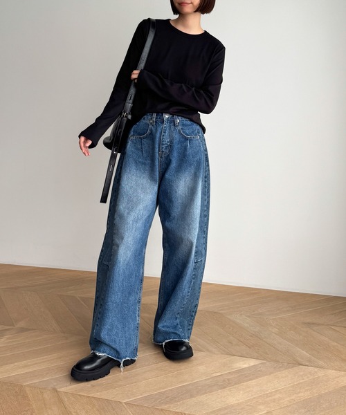 CANAL JEAN（キャナルジーン）の「El mar　コットンストレッチロングTシャツ（Tシャツ/カットソー・レディース・アイボリー/ライトグレー/チャコールグレー/ブラック/ネイビー・ONE SIZE）」の20枚目の写真