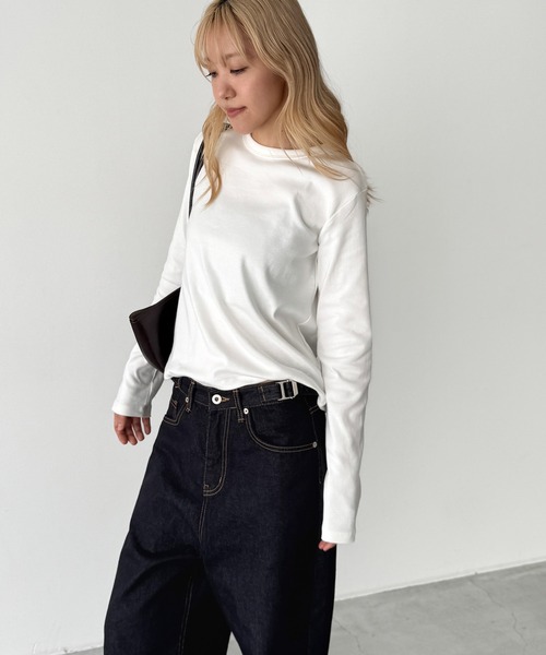 CANAL JEAN(キャナルジーン)の「El mar コットンストレッチロングTシャツ(Tシャツ/カットソー・レディース・アイボリー/ライトグレー/チャコールグレー/ブラック/ネイビー/ヘザーグレー・ONE SIZE)」の17枚目の写真