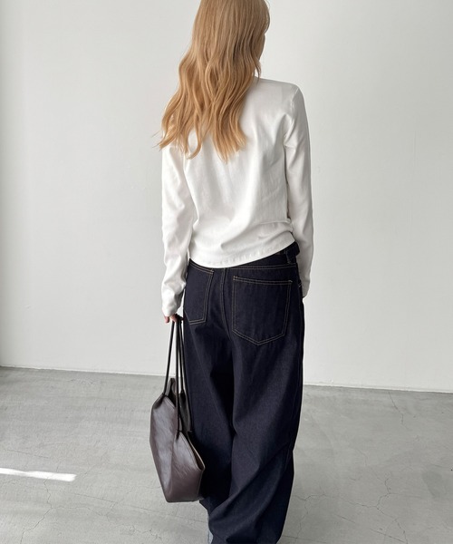 CANAL JEAN(キャナルジーン)の「El mar コットンストレッチロングTシャツ(Tシャツ/カットソー・レディース・アイボリー/ライトグレー/チャコールグレー/ブラック/ネイビー/ヘザーグレー・ONE SIZE)」の18枚目の写真