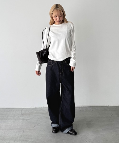 CANAL JEAN(キャナルジーン)の「El mar コットンストレッチロングTシャツ(Tシャツ/カットソー・レディース・アイボリー/ライトグレー/チャコールグレー/ブラック/ネイビー/ヘザーグレー・ONE SIZE)」の19枚目の写真