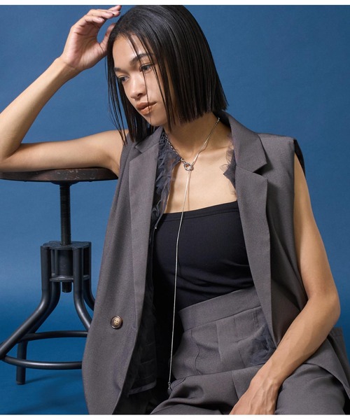 Settimissimo（セッティミッシモ）の「金属アレルギー対応ステンレスMIXチェーンロングラリエットネックレス（ネックレス・レディース・シルバー/ゴールド・FREE）」の4枚目の写真