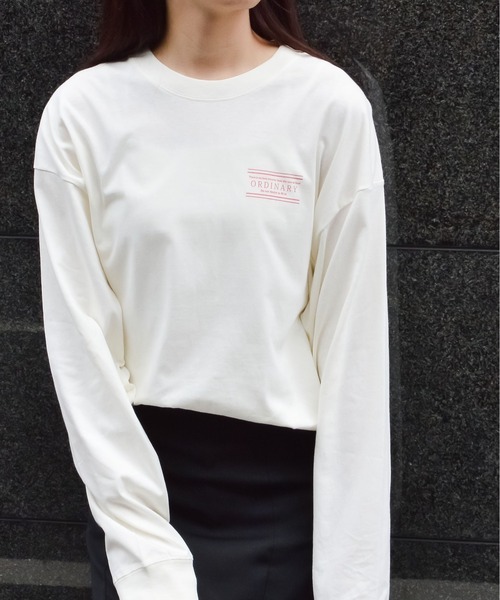 spiritoso(スピリトーゾ)の「ORDINARYプリントロンT(Tシャツ/カットソー・レディース・ネイビー/オフホワイト/オリーブ/サックスブルー・FREE)」の7枚目の写真