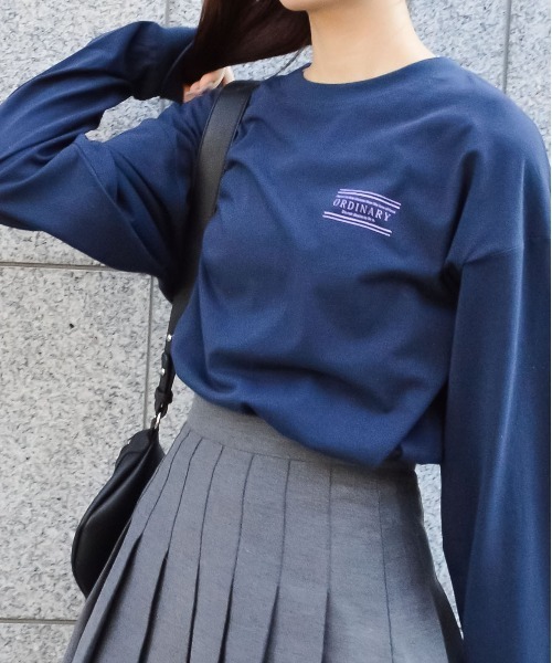 spiritoso(スピリトーゾ)の「ORDINARYプリントロンT(Tシャツ/カットソー・レディース・ネイビー/オフホワイト/オリーブ/サックスブルー・FREE)」の15枚目の写真