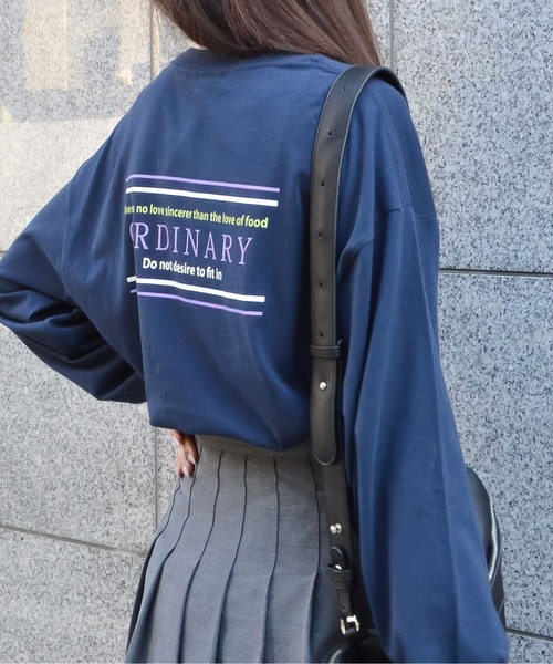 spiritoso(スピリトーゾ)の「ORDINARYプリントロンT(Tシャツ/カットソー・レディース・ネイビー/オフホワイト/オリーブ/サックスブルー・FREE)」の18枚目の写真