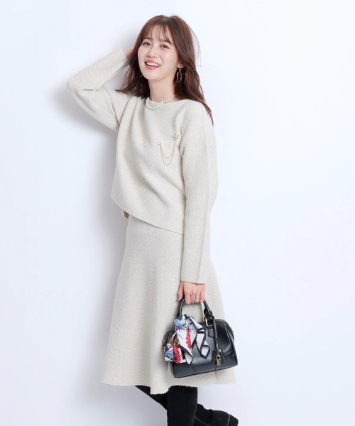 ブローチ付フレアニットップ（ワンピース）｜JUSGLITTY（ジャスグリッティー）