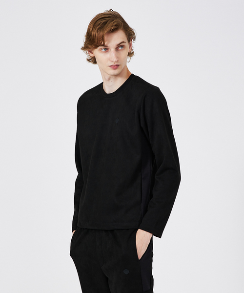 DESIGNWORKS(デザインワークス)の「【セットアップ対応】フェイクスウェード 長袖Tシャツ(Tシャツ/カットソー・メンズ・グレー/ブラック・50/46/48)」の1枚目の写真
