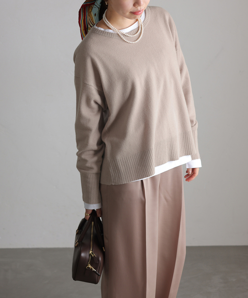 【セール】ウールカシミヤクルーネックプルオーバー（ニット/セーター）｜La TOTALITE（ラトータリテ）