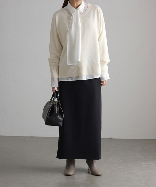 La TOTALITE（ラトータリテ）の「ウールカシミヤクルーネックプルオーバー（ニット/セーター・レディース・ラベンダー/ベージュ/ホワイト/チャコールグレー・FREE）」の22枚目の写真