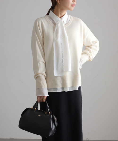 La TOTALITE（ラトータリテ）の「ウールカシミヤクルーネックプルオーバー（ニット/セーター・レディース・ラベンダー/ベージュ/ホワイト/チャコールグレー・FREE）」の19枚目の写真