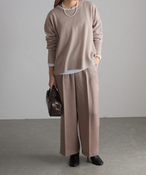 La TOTALITE（ラトータリテ）の「ウールカシミヤクルーネックプルオーバー（ニット/セーター・レディース・ラベンダー/ベージュ/ホワイト/チャコールグレー・FREE）」の18枚目の写真