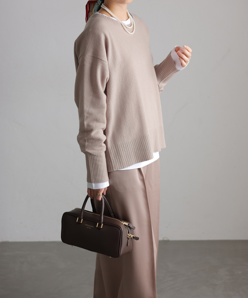 La TOTALITE（ラトータリテ）の「ウールカシミヤクルーネックプルオーバー（ニット/セーター・レディース・ラベンダー/ベージュ/ホワイト/チャコールグレー・FREE）」の13枚目の写真