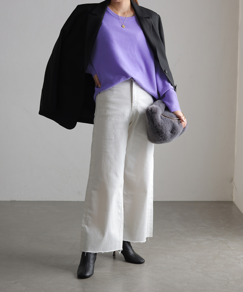 La TOTALITE（ラトータリテ）の「ウールカシミヤクルーネックプルオーバー（ニット/セーター・レディース・ラベンダー/ベージュ/ホワイト/チャコールグレー・FREE）」の11枚目の写真