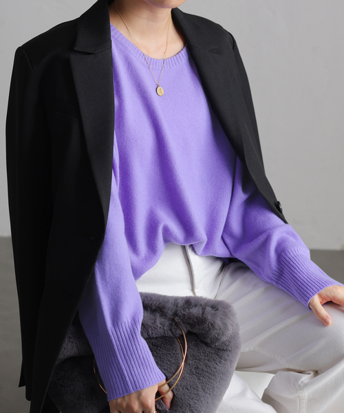 La TOTALITE（ラトータリテ）の「ウールカシミヤクルーネックプルオーバー（ニット/セーター・レディース・ラベンダー/ベージュ/ホワイト/チャコールグレー・FREE）」の10枚目の写真