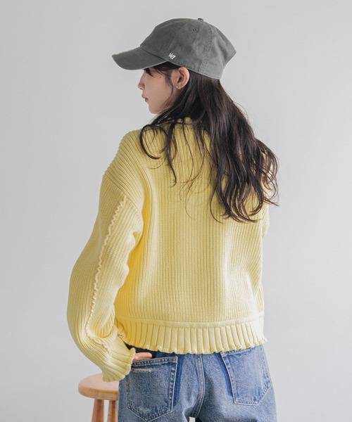LOWRYS FARM（ローリーズファーム）の「プリプリニットＬＳ 133564（ニット/セーター・レディース・イエロー/ブラック/オフホワイト・FREE）」の6枚目の写真