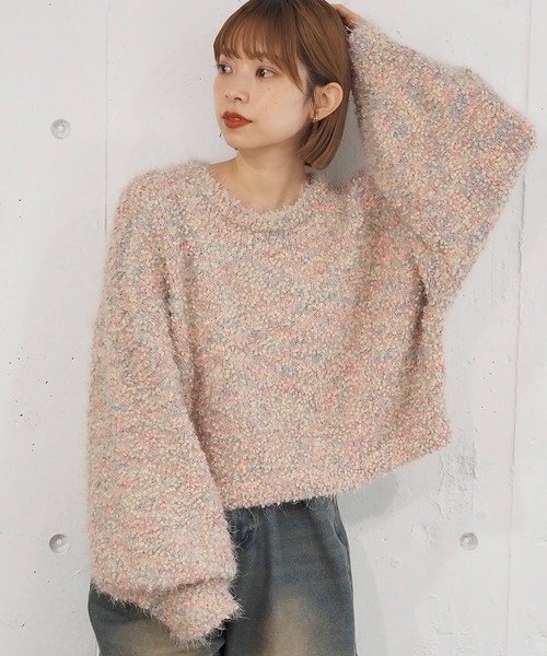 tiptop(ティップトップ)の「【前後2way】ミックスフェザーショート丈カーディガン(カーディガン/ボレロ・レディース・ホワイト系その他/レッド/ネイビー/アイボリー・FREE)」の7枚目の写真