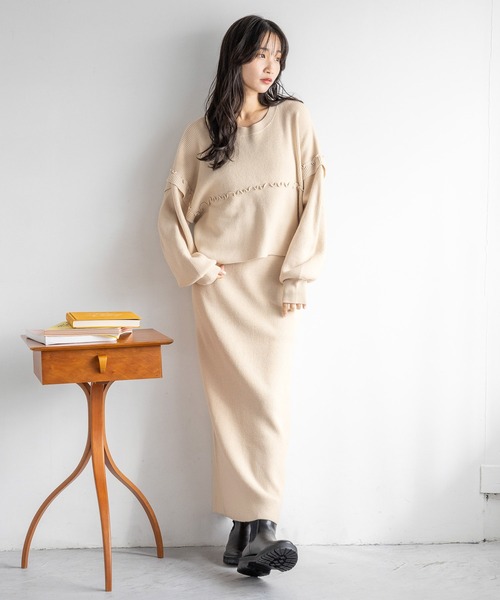 ローリーズファーム フリルデザインベージュワンピースセット LOWRYS