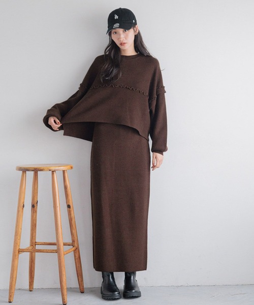 LOWRYS FARM（ローリーズファーム）の「メローニットSETUP 160647（ワンピース・レディース・ブラック/ブラウン/ブルー/アイボリー・FREE）」の15枚目の写真