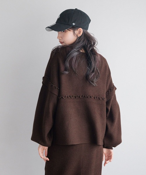 LOWRYS FARM（ローリーズファーム）の「メローニットSETUP 160647（ワンピース・レディース・ブラック/ブラウン/ブルー/アイボリー・FREE）」の17枚目の写真