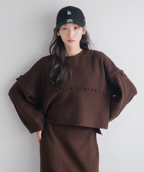 LOWRYS FARM（ローリーズファーム）の「メローニットSETUP 160647（ワンピース・レディース・ブラック/ブラウン/ブルー/アイボリー・FREE）」の19枚目の写真