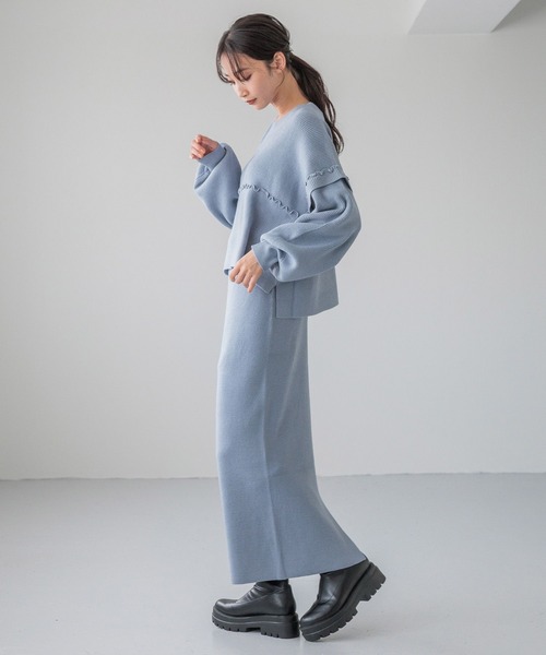 LOWRYS FARM（ローリーズファーム）の「メローニットSETUP 160647（ワンピース・レディース・ブラック/ブラウン/ブルー/アイボリー・FREE）」の21枚目の写真