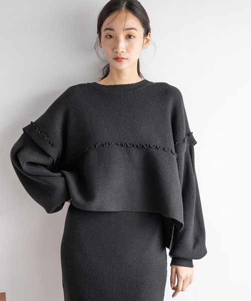 LOWRYS FARM（ローリーズファーム）の「メローニットSETUP 160647（ワンピース・レディース・ブラック/ブラウン/ブルー/アイボリー・FREE）」の7枚目の写真