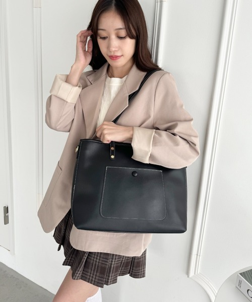 【極美品】シップス トートバッグ レザー A4可 肩掛け ビジネス ブラック VitaFelice（ヴィータフェリーチェ） トートバッグ メンズ 本革 A4