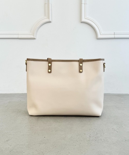 セール】【A4収納/自立/ジッパー開閉】仕切りポケットPUトートバッグ