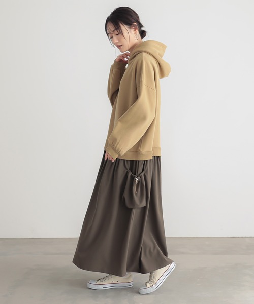 n'OrLABEL（ノアールレーベル）の「【機能素材】『裏起毛異素材ドッキングフードワンピース』（ワンピース・レディース・ブラック/杢グレー/マスタード・FREE）」の6枚目の写真