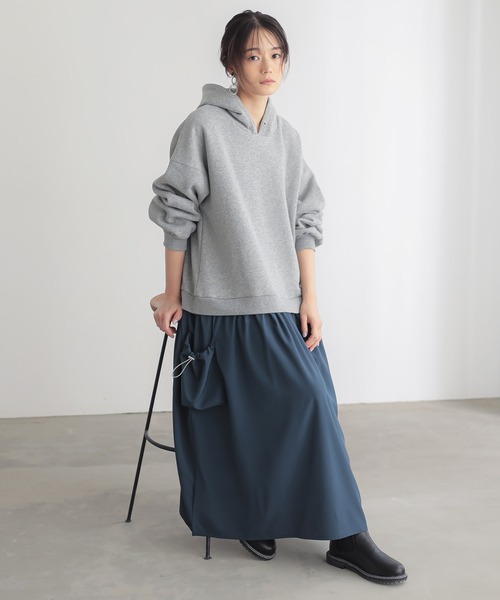 n'OrLABEL（ノアールレーベル）の「【機能素材】『裏起毛異素材ドッキングフードワンピース』（ワンピース・レディース・ブラック/杢グレー/マスタード・FREE）」の15枚目の写真