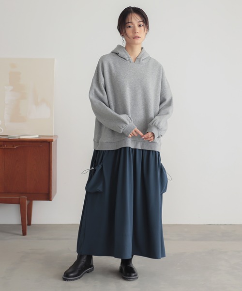 n'OrLABEL（ノアールレーベル）の「【機能素材】『裏起毛異素材ドッキングフードワンピース』（ワンピース・レディース・ブラック/杢グレー/マスタード・FREE）」の16枚目の写真