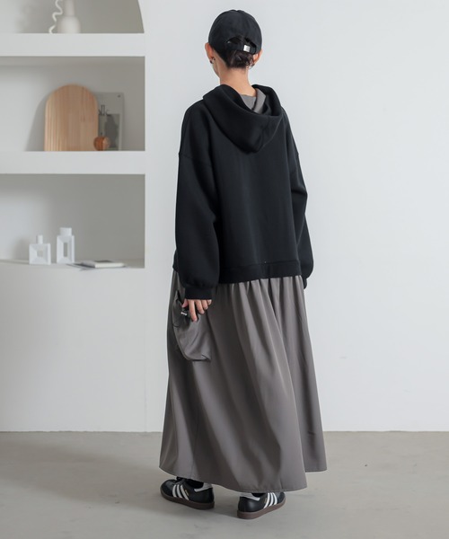 n'OrLABEL（ノアールレーベル）の「【機能素材】『裏起毛異素材ドッキングフードワンピース』（ワンピース・レディース・ブラック/杢グレー/マスタード・FREE）」の21枚目の写真