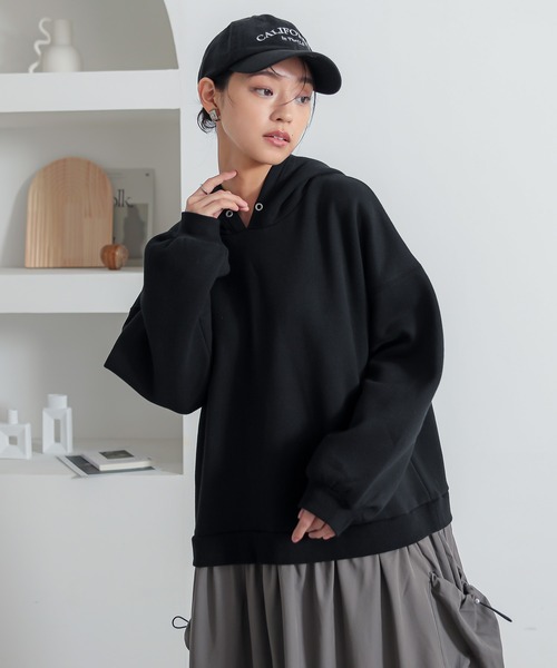 n'OrLABEL（ノアールレーベル）の「【機能素材】『裏起毛異素材ドッキングフードワンピース』（ワンピース・レディース・ブラック/杢グレー/マスタード・FREE）」の18枚目の写真