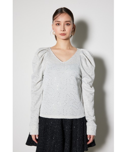 rienda（リエンダ）の「スパークリングギャザースリーブカットトップス（Tシャツ/カットソー・レディース・ライトピンク/グレー/ホワイト・FREE）」の8枚目の写真