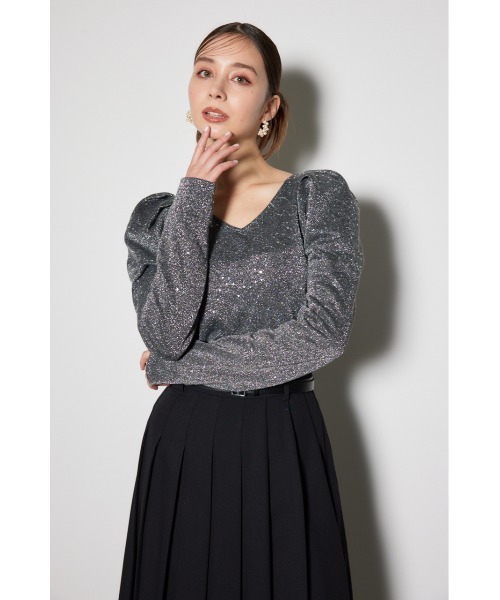 rienda（リエンダ）の「スパークリングギャザースリーブカットトップス（Tシャツ/カットソー・レディース・ライトピンク/グレー/ホワイト・FREE）」の10枚目の写真