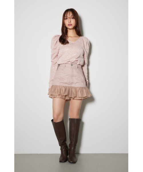 rienda（リエンダ）の「スパークリングギャザースリーブカットトップス（Tシャツ/カットソー・レディース・ライトピンク/グレー/ホワイト・FREE）」の22枚目の写真