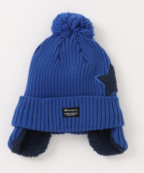 Champion(チャンピオン)の「【Champion/チャンピオン】キッズ リブ耳付きワッチ(ニットキャップ/ビーニー・キッズ・ブラック/ネイビー/ブルー/グリーン・FREE)」の4枚目の写真
