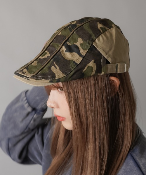 SPINNS（スピンズ）の「カモフラ柄ハンチング（ハンチング/ベレー帽・レディース・ベージュ/カーキ・ONESIZE）」の8枚目の写真