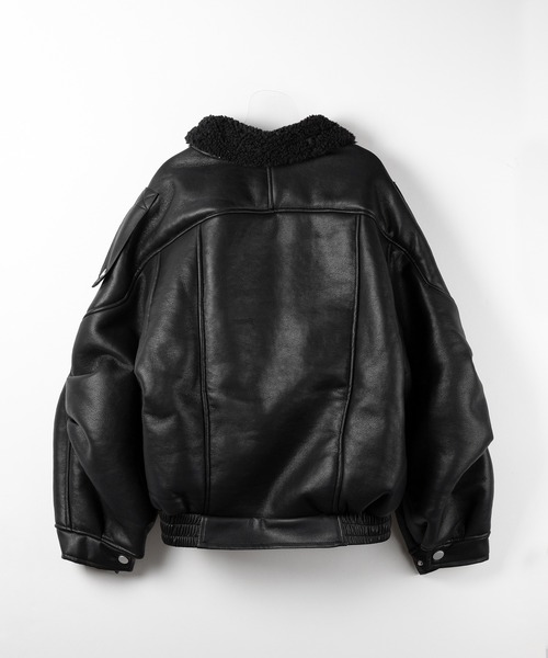 フェイクレザーベルテッドボアムートンジャケット 2color 】フェイクレザーベルテッドボアムートンジャケット ／ fake