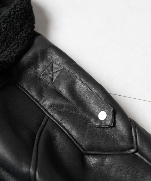 2color 】フェイクレザーベルテッドボアムートンジャケット ／ fake