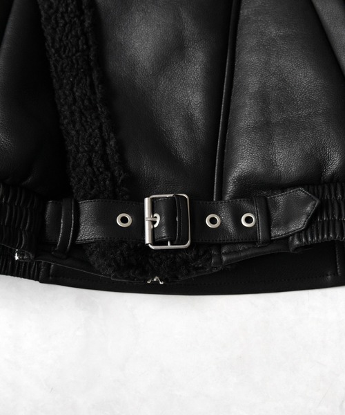 2color 】フェイクレザーベルテッドボアムートンジャケット ／ fake