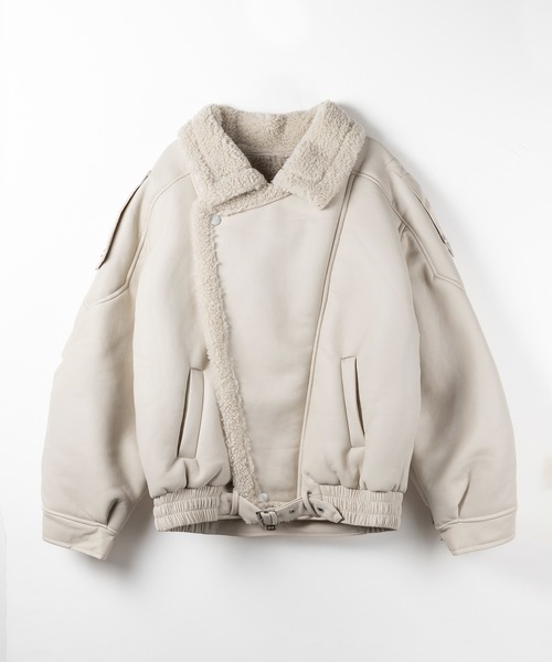 セール】【 2color 】フェイクレザーベルテッドボアムートン