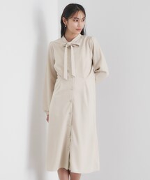 ◆ストレッチボウタイワンピース【洗濯機洗い可】
