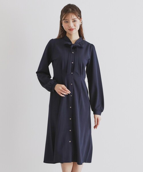 index(インデックス)の「◆ストレッチボウタイワンピース【洗濯機洗い可】(ワンピース・レディース・ネイビー/チャコールグレー/ナチュラル・40/38/42/36)」の16枚目の写真