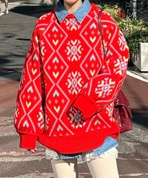 Alley Tokyo | 謎柄BIGニットプルオーバー(ニット/セーター)